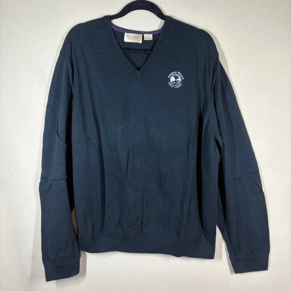 Pebble Beach Golf Bobby Jones Pima Cotton V-Neck Sweater 2X Black Preppy Classic